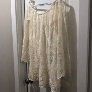 Cream lace off the shoulder dress
